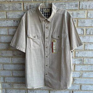 Woolrich Short Sleeve Button Up Collared 100% Cotton Shirt Men's Size XL
